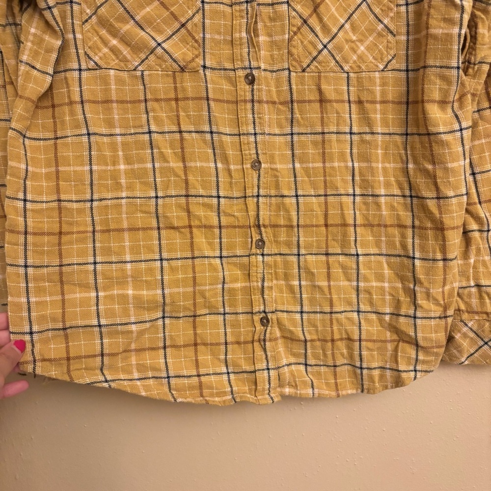 Universal Thread Yellow Plaid Button Down - image 7